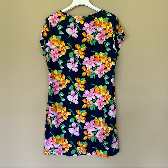 SOLD Lauren Ralph Lauren Tropical Floral Sleep Dress Women L Embroidered Night G - Picture 5 of 6